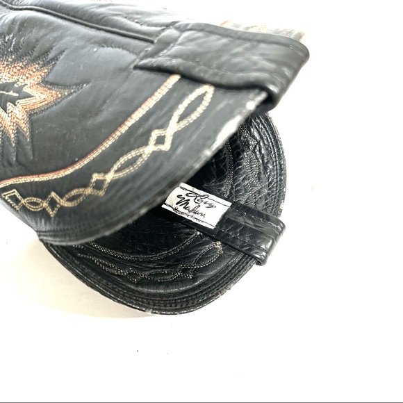 Larry Mahan Men’s Embroidered Black Leather Cowboy Western Stitched Boot Sz 10.5 - Picture 8 of 16